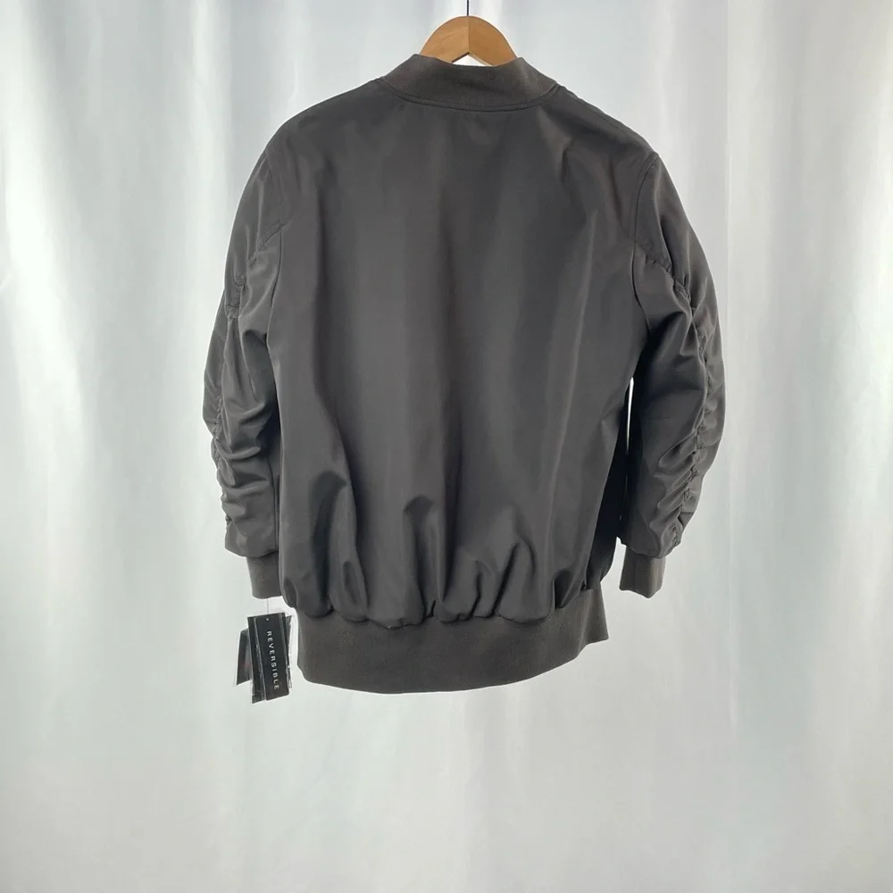 NWT A by Adrienne Landau‎ Faux Fur Reversible Bomber Jacket in Grey Size XS